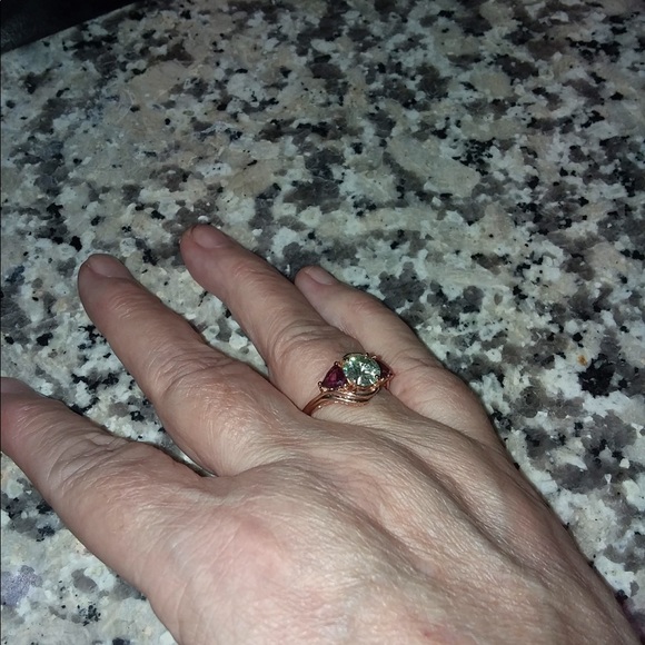 COPY - Moissanite and rhodolite 10k rose gold ring - Picture 7 of 11